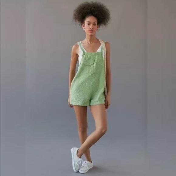 Urban Outfitters Green Linen Romper with Pockets - Size M - Picture 2 of 8